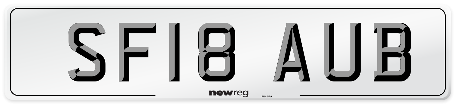 SF18 AUB Number Plate from New Reg